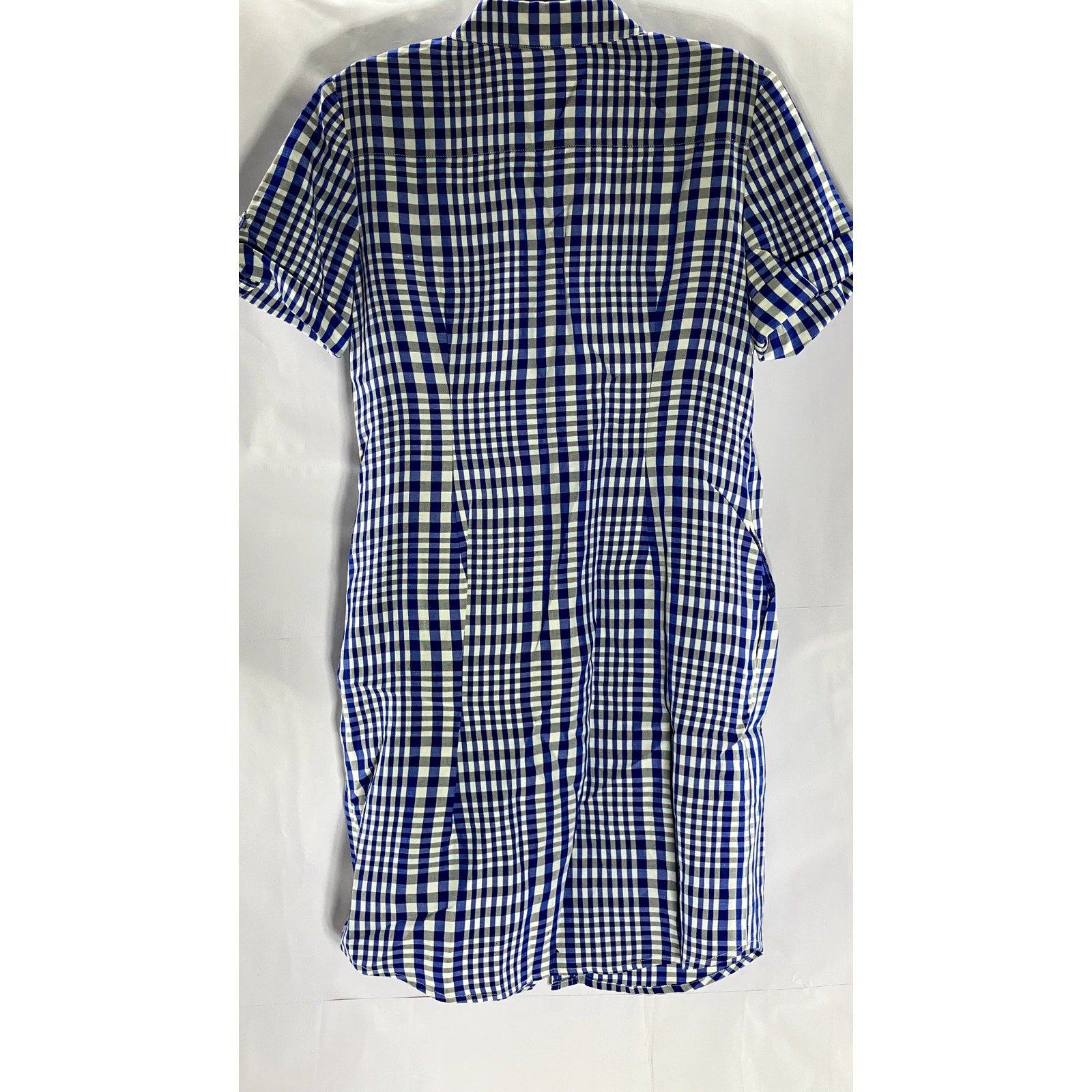 THEORY Women's Blue/White Mayvine Dillion Plaid Button-Up Shirtdress SZ 10