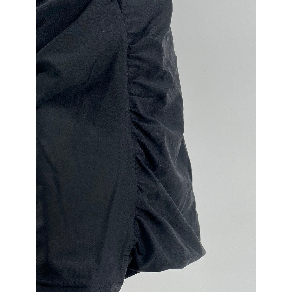 UNBRANDED Women's Black Open-Back Side-Ruched Halter Top SZ L