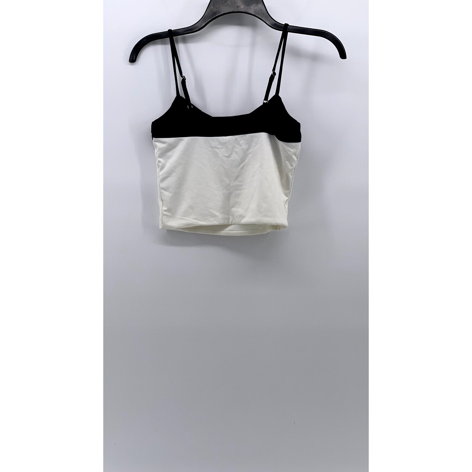 FOREVER 21 Women's Black-White Colorblock Spaghetti Strap Cropped Top SZ S
