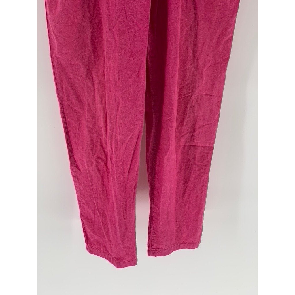 PARIS III Women's Fuchsia Side-Button Spaghetti Strap Jumpsuit SZ S