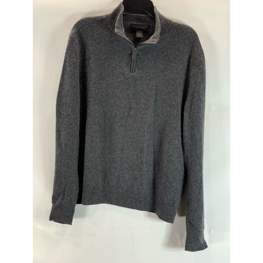 THE MEN'S STORE AT BLOOMINGDALES Men's Charcoal Quarter-Zip Sweater SZ XL