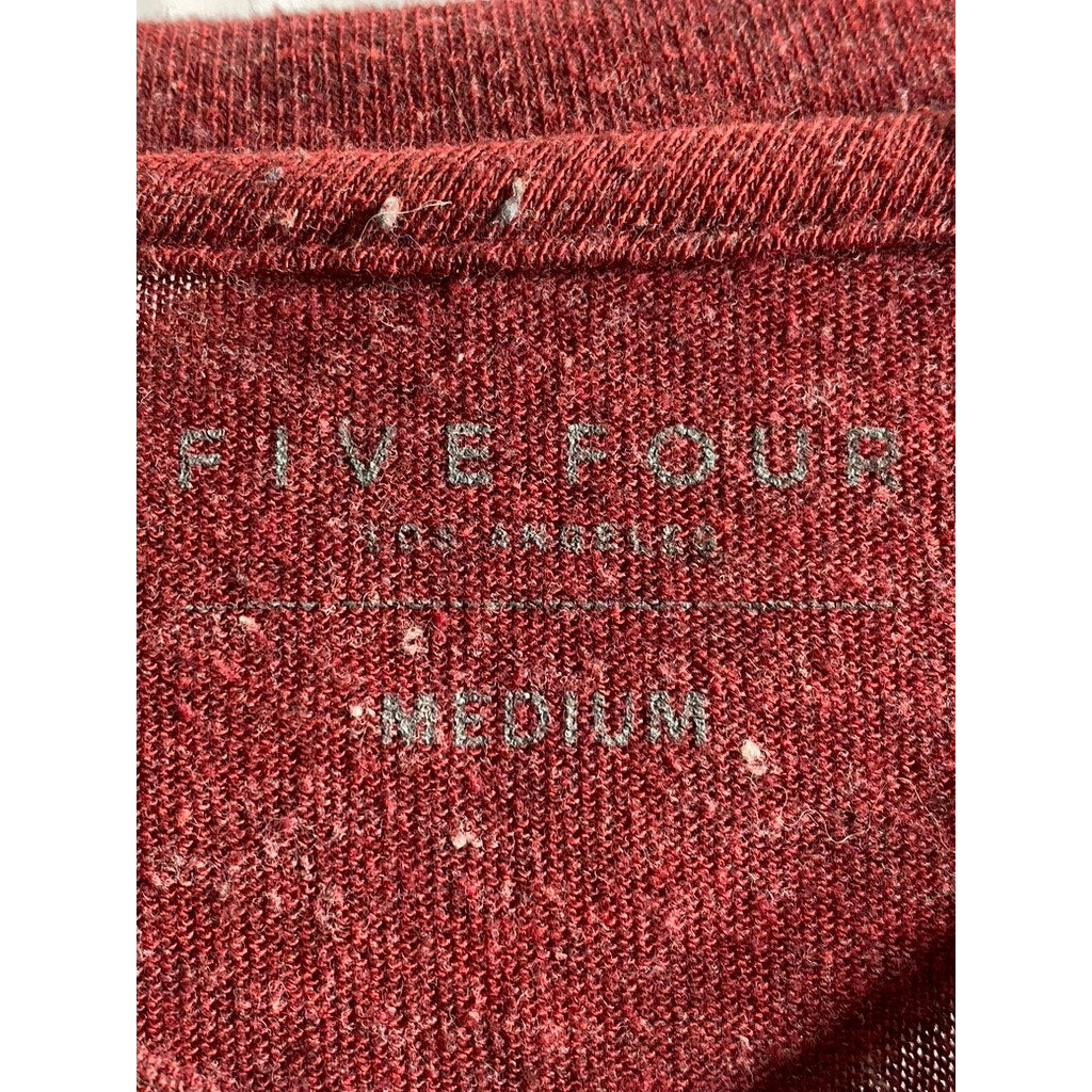 FIVE FOUR Men's Red Heather Long Sleeve Casual Henley Shirt SZ M