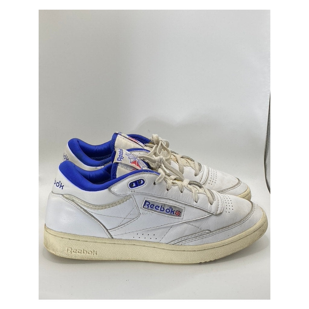 REEBOK Men's Vintage White-Blue Club C 85 Lace-Up Round-Toe Sneakers SZ 10.5