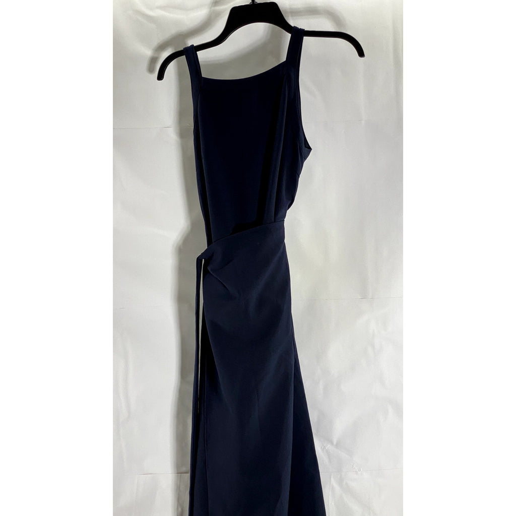 C & L COLLECTION Women's Navy Halter Sleeveless Wrap Midi Dress SZ L