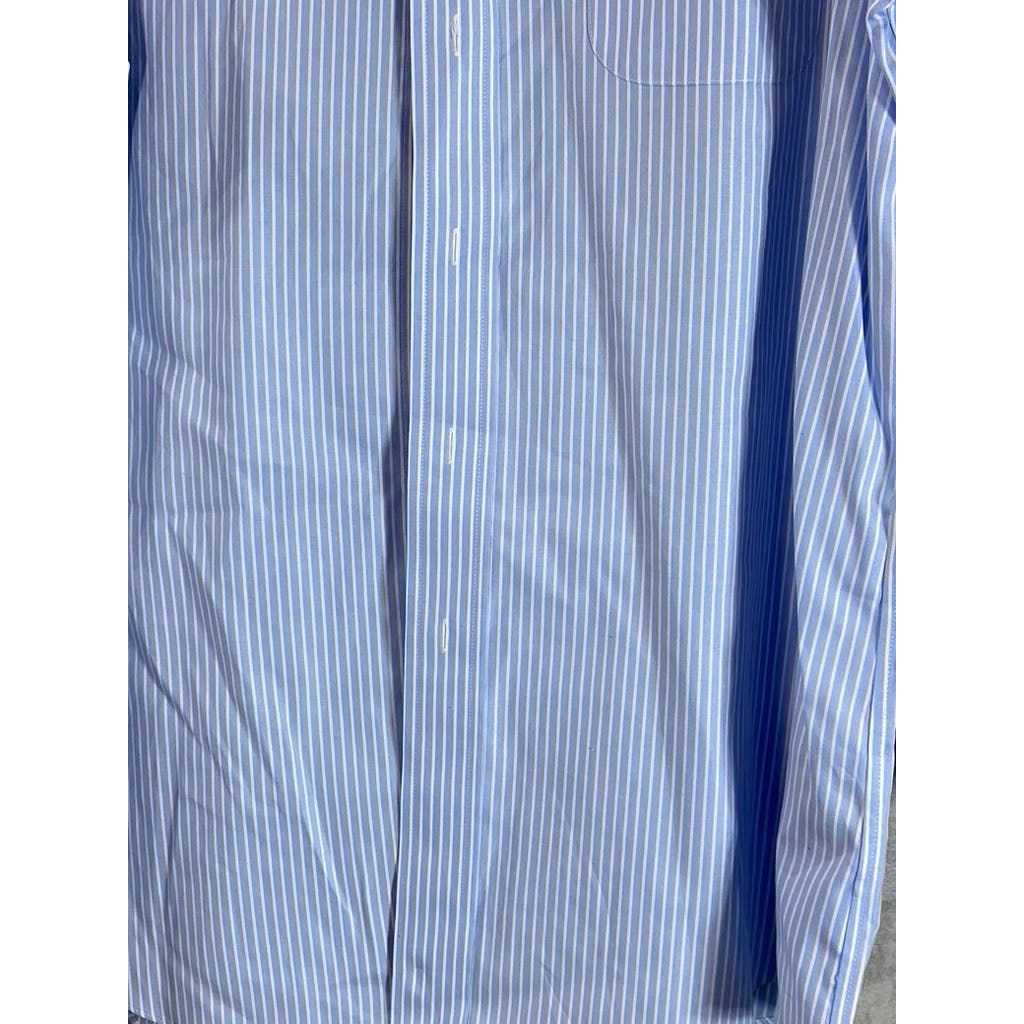 BROOKS BROTHERS Men's Blue Striped Regent-Fit Button-Up Dress Shirt SZ 16.5/32