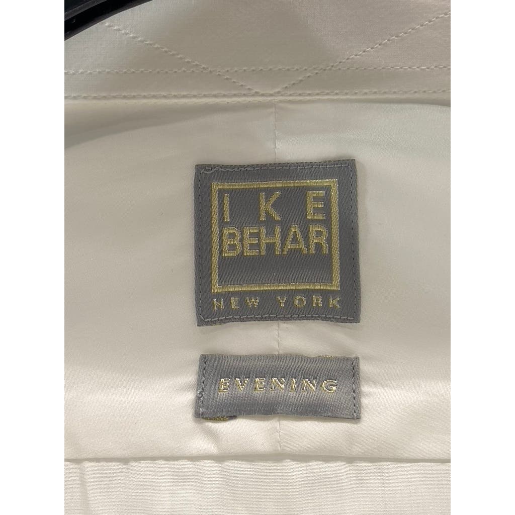 IKE BEHAR Men's Solid White Evening Cotton Button-Up Dress Shirt SZ 17 34/35