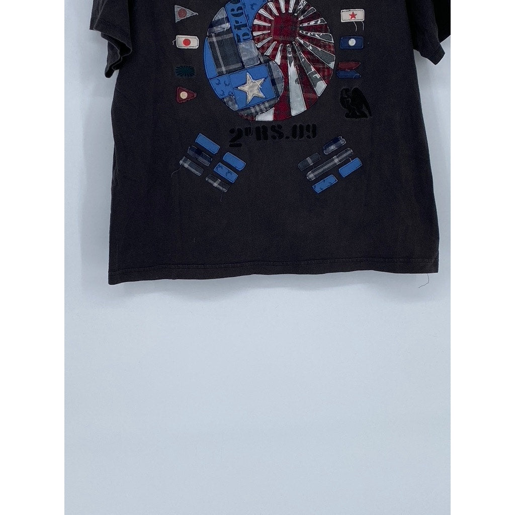 RINGSPUN Men’s Blood Hound Faded Black Patch Graphic Short Sleeve T-Shirt SZ XL