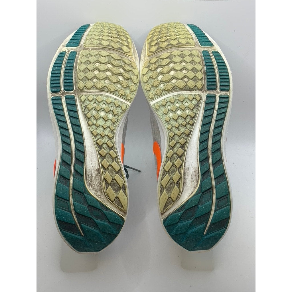NIKE Men's Pure Platinum-Orange Mesh Air Zoom Pegasus 39 Sneakers SZ 7