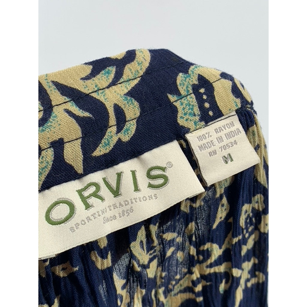ORVIS Women's Navy Floral Midi Skirt SZ M