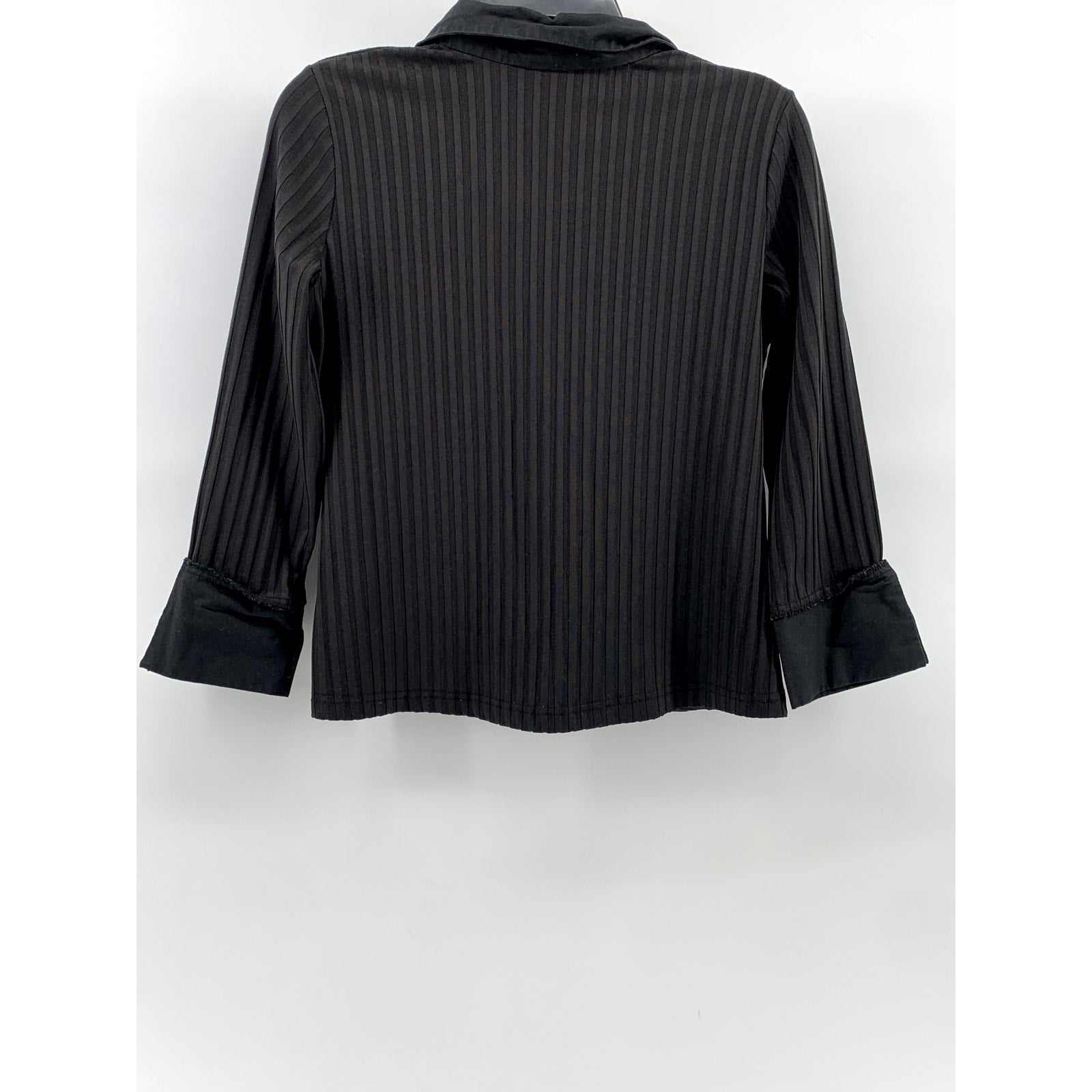 JESSICA Women's Vintage 90's Black Wide-Rib Long Sleeve Button-Up Top SZ L
