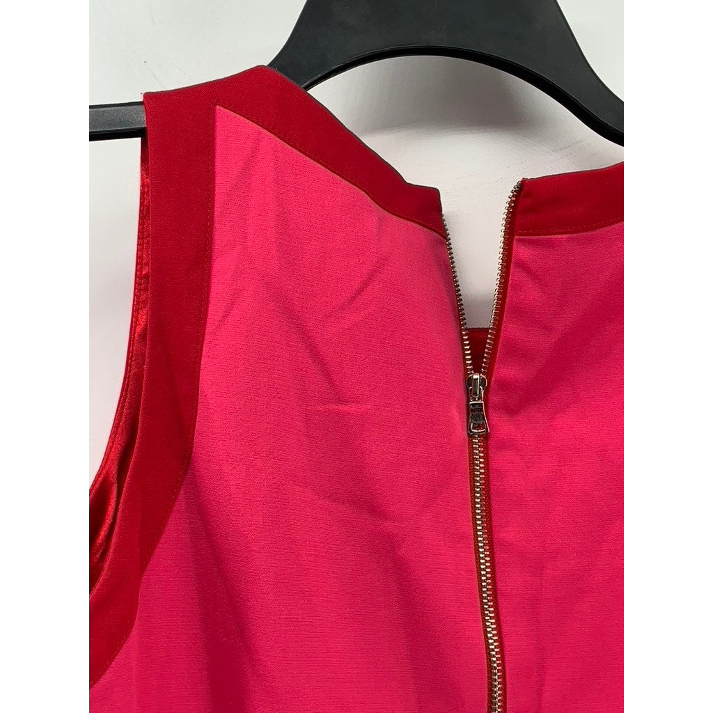 T TAHARI Women's Fuchsia Crewneck Sleeveless Sheath Mini Dress SZ 8