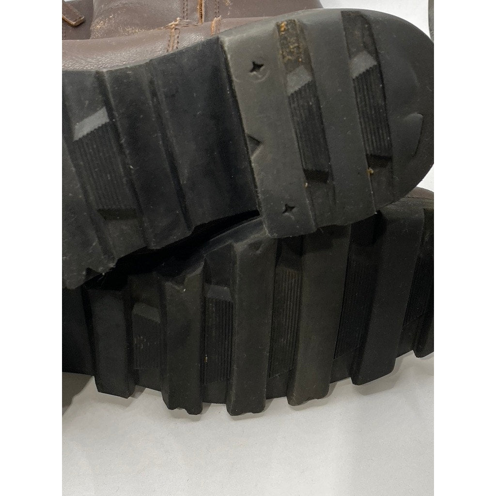 Women's Brown Leather Distressed Black Heel Mid-Calf Shearling Boots SZ 40(US10)