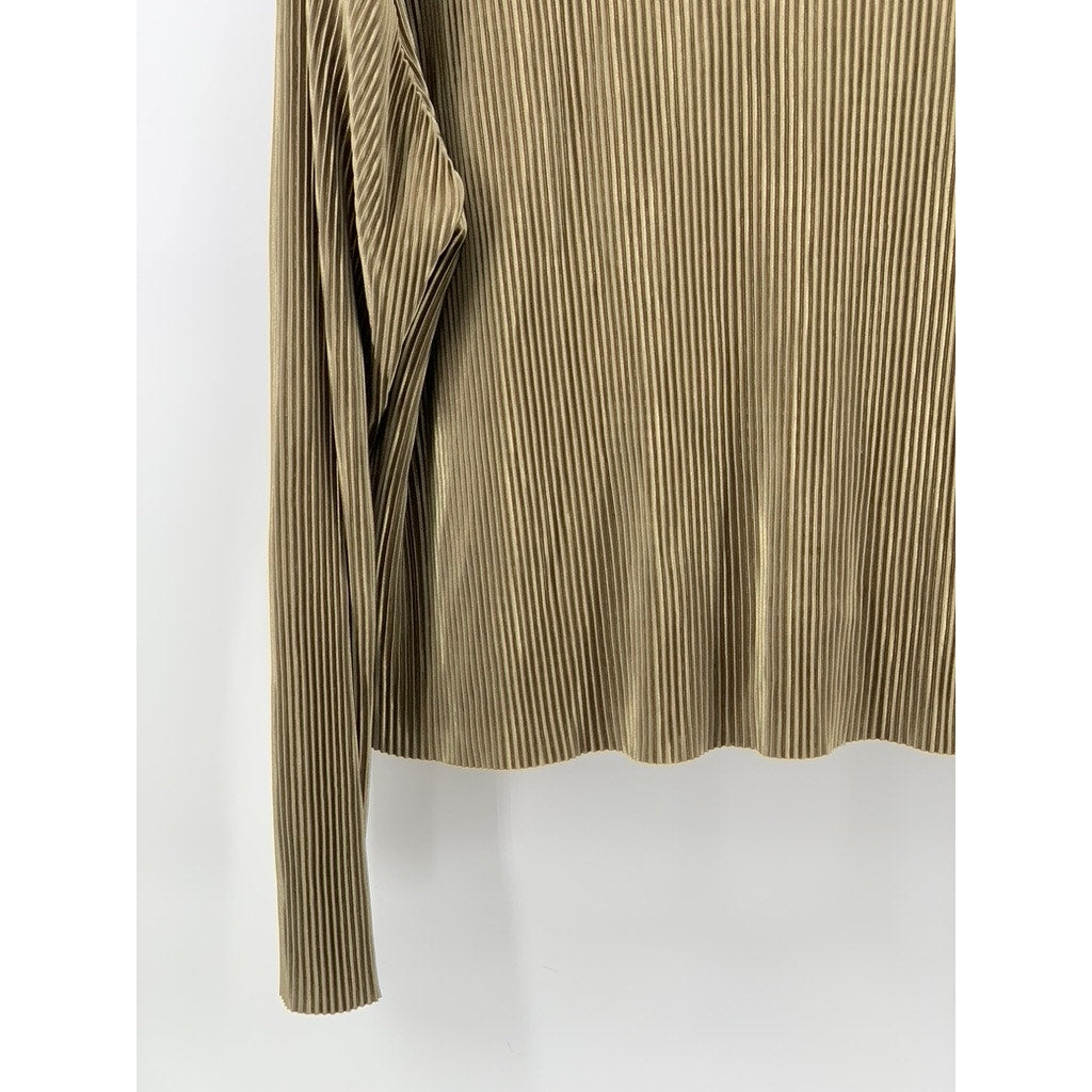 JOULE ENERGY Women's Tan Ribbed Long Sleeve Scoop-Neck Top SZ L