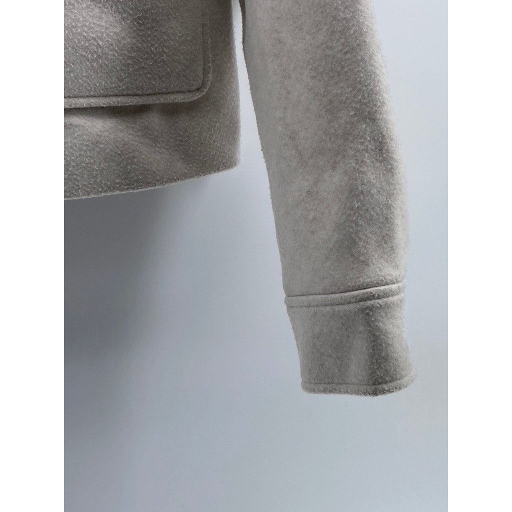 ZARA Women's Soft Ecru Beige Snap-Button Cropped Jacket SZ XS