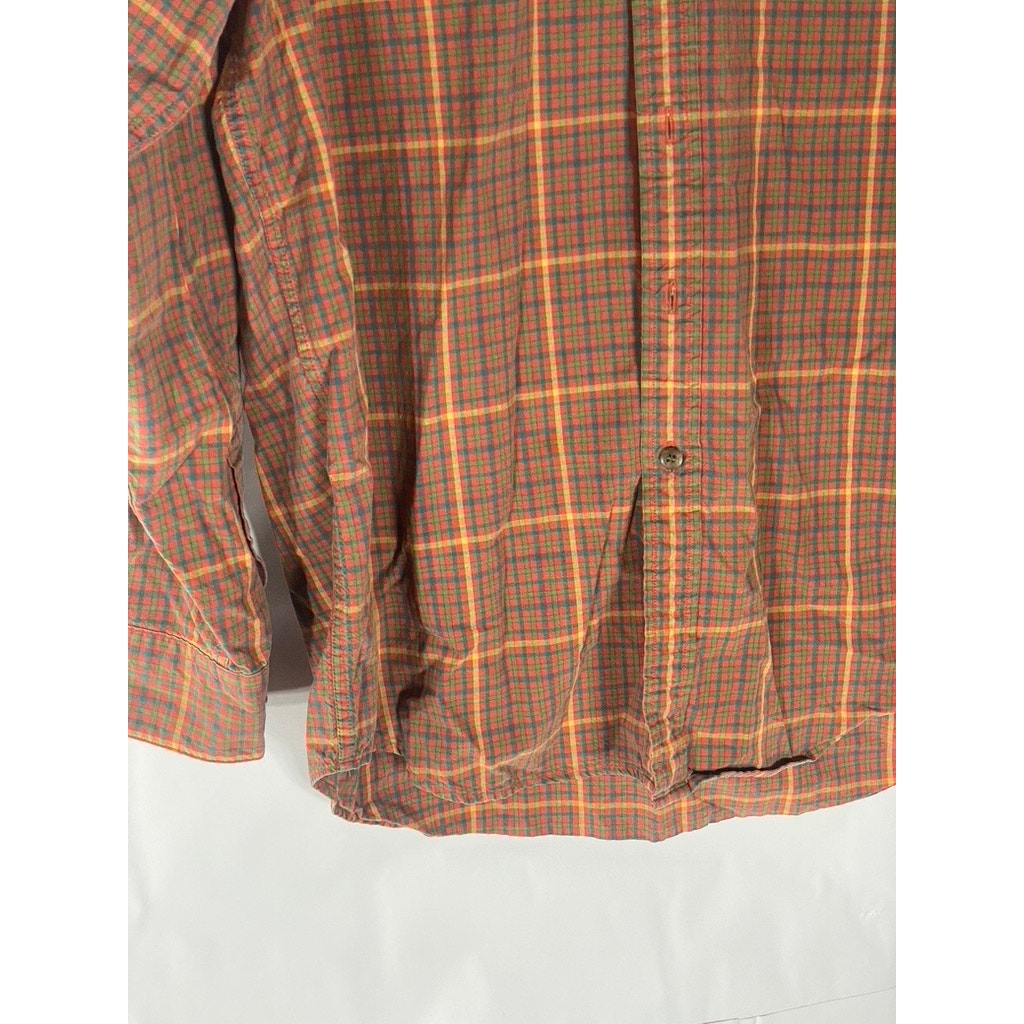 GAP Men’s 90’s Vintage Brown Check Regular-Fit Button-Up Long Sleeve Shirt SZ L