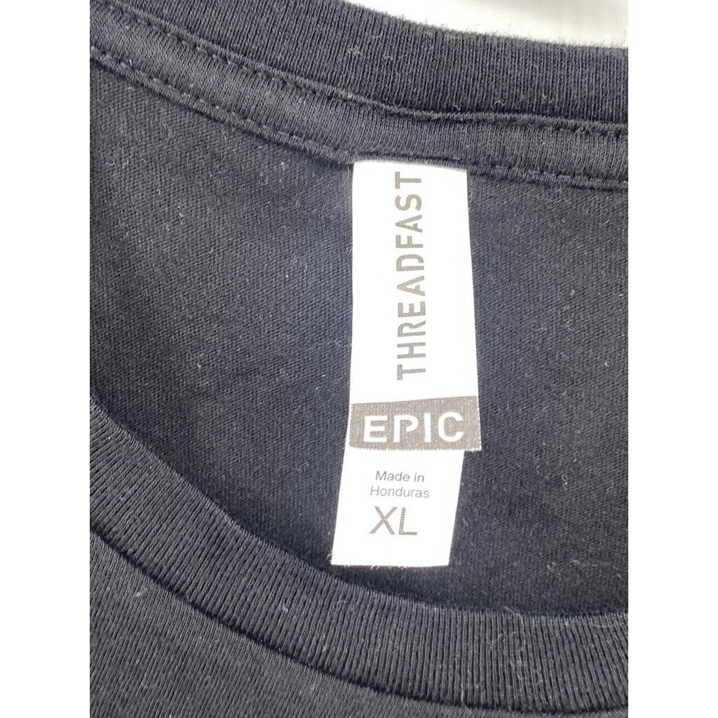 THREADFAST APPAREL Men's Black Epic Turkey Trot Graphic Crewneck T-Shirt SZ XL