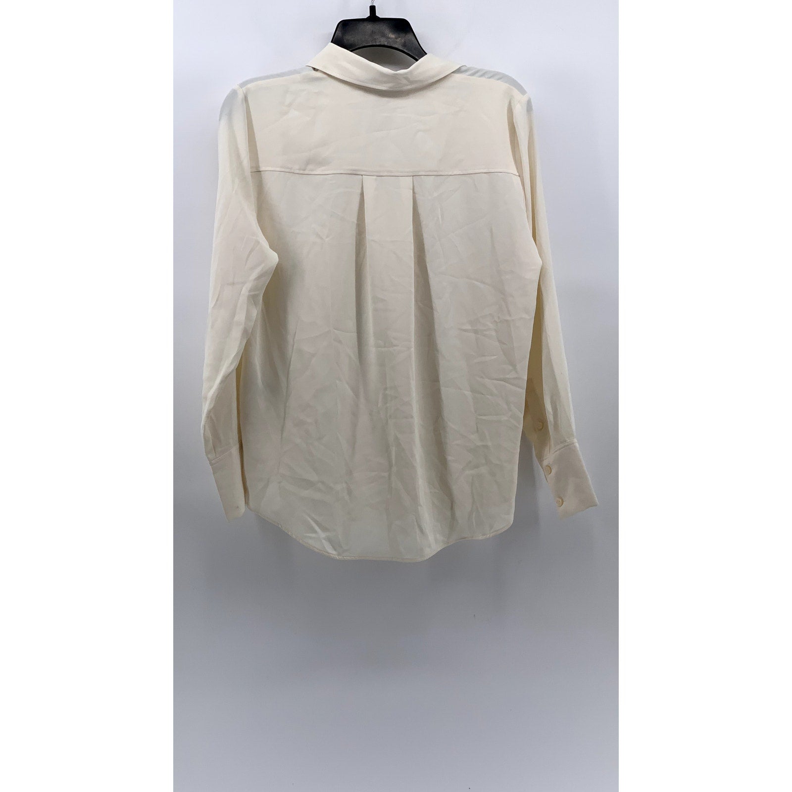 H&M Women's Beige Button-Up Regular Fit Long Sleeve Semi Sheer Top SZ S