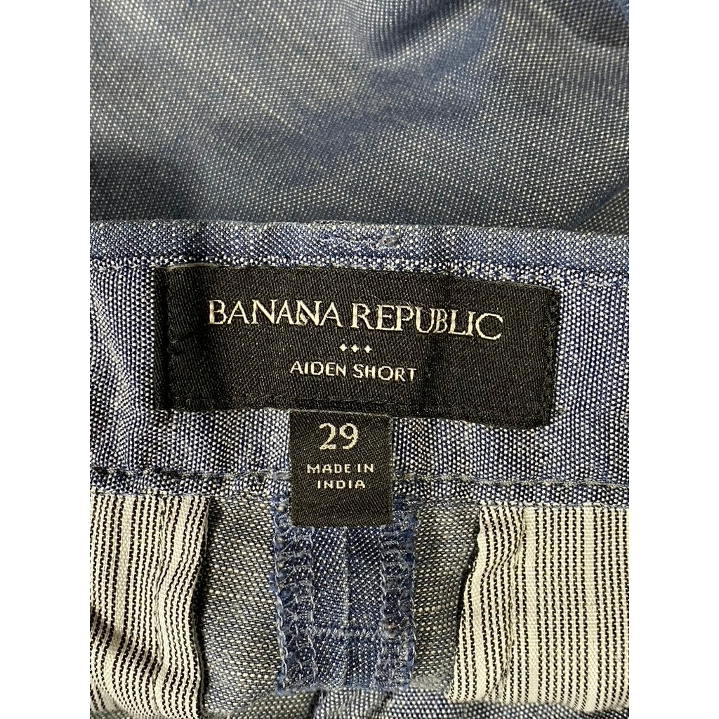 BANANA REPUBLIC Men's Light Blue Heather Aiden Casual Chino Shorts SZ 29