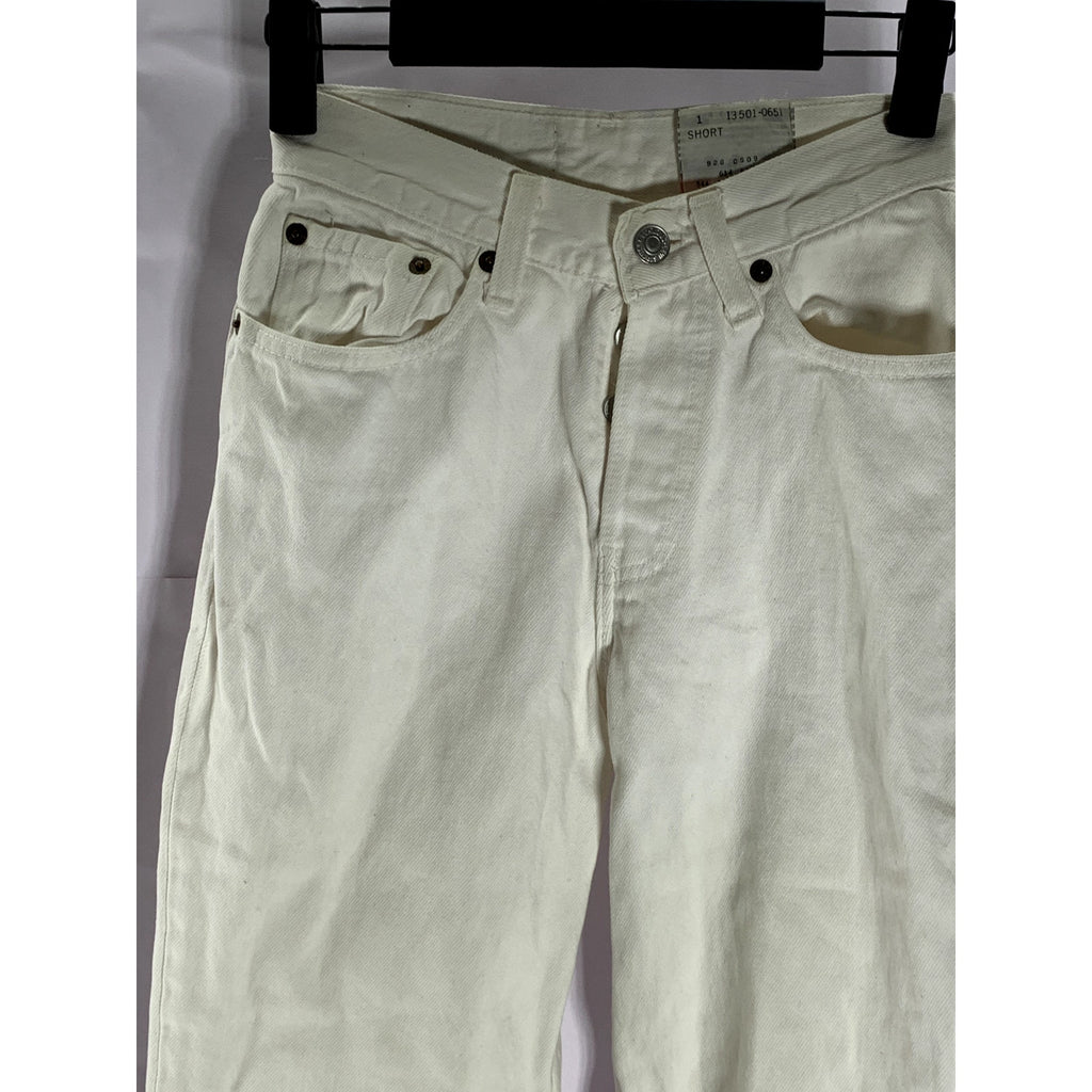 LEVI'S Women's White Vintage 501 Short Slim-Leg Button-Fly Five-Pocket Jean SZ23