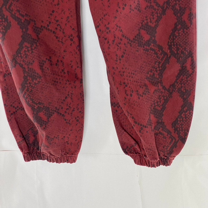 ALEXANDERWANG Women's Red-Black Diamond Snake Drawstring Pull-On Jogger Pant SZS