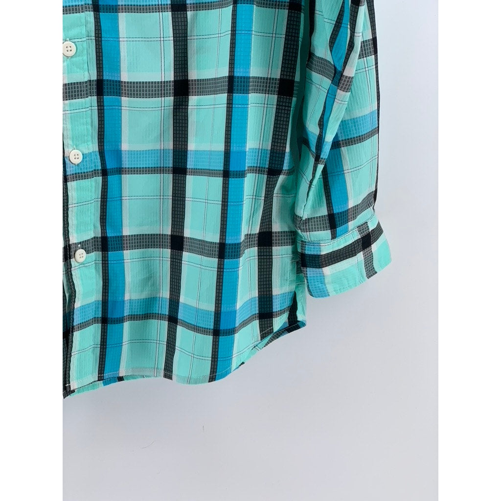 COLUMBIA Men's Blue Plaid PFG Button-Up Long Sleeve Shirt SZ S