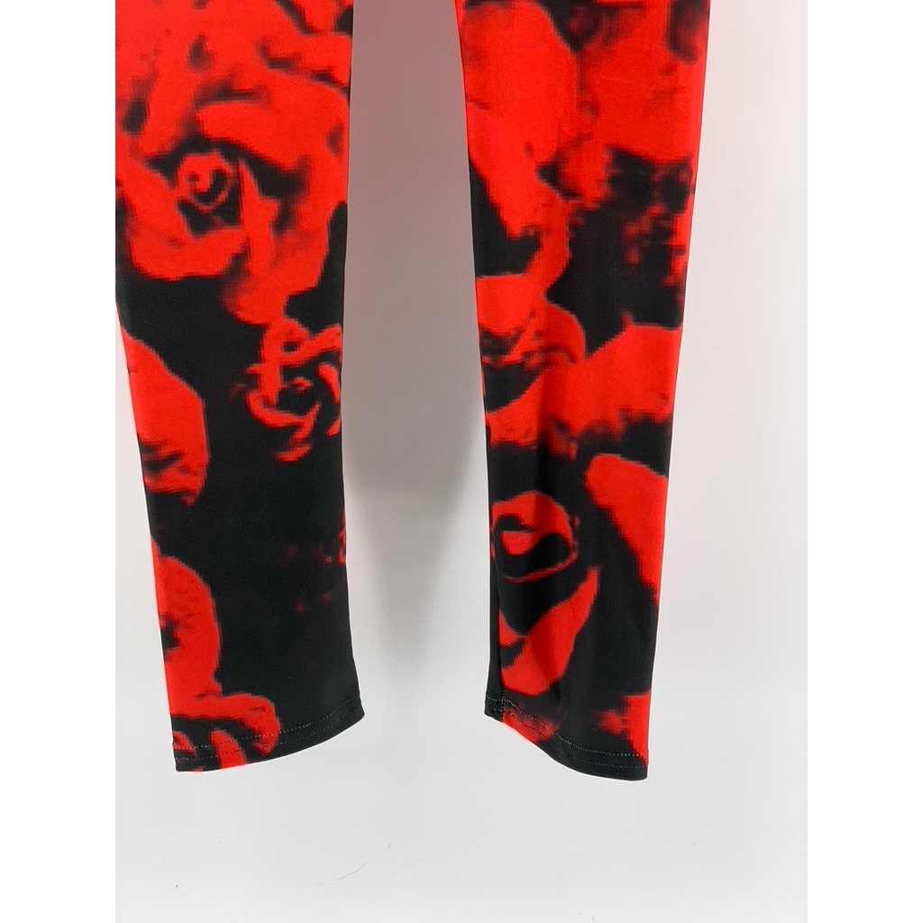 ART OF WHERE Women's Red-Black Printed Ankle Leggings SZ S