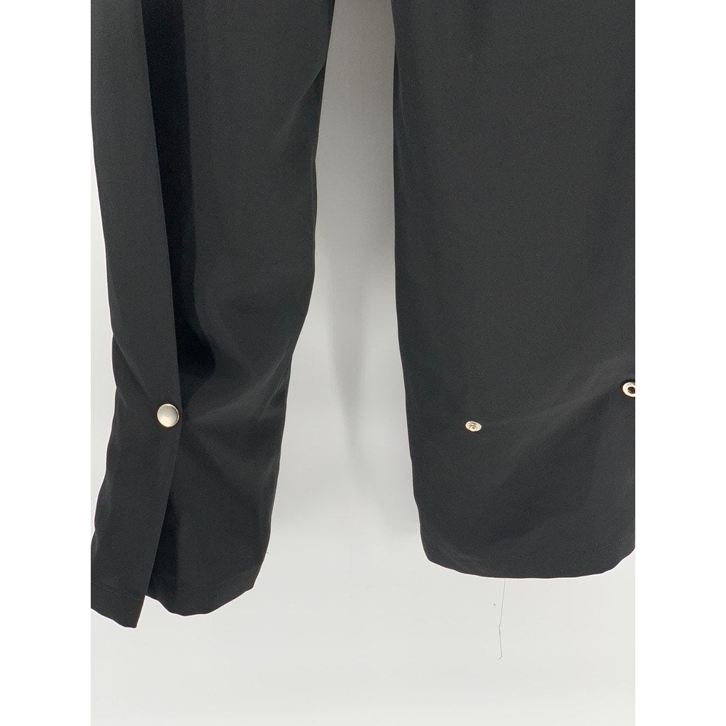 FUZZYKON Women's Black Pleated Straight-Leg Pants SZ S