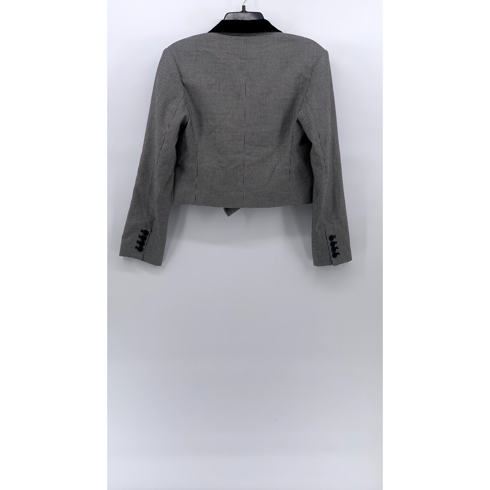 ESTELLA.K Women's Black-Gray Houndstooth Short Kaia Peak-Collar Blazer SZ OS