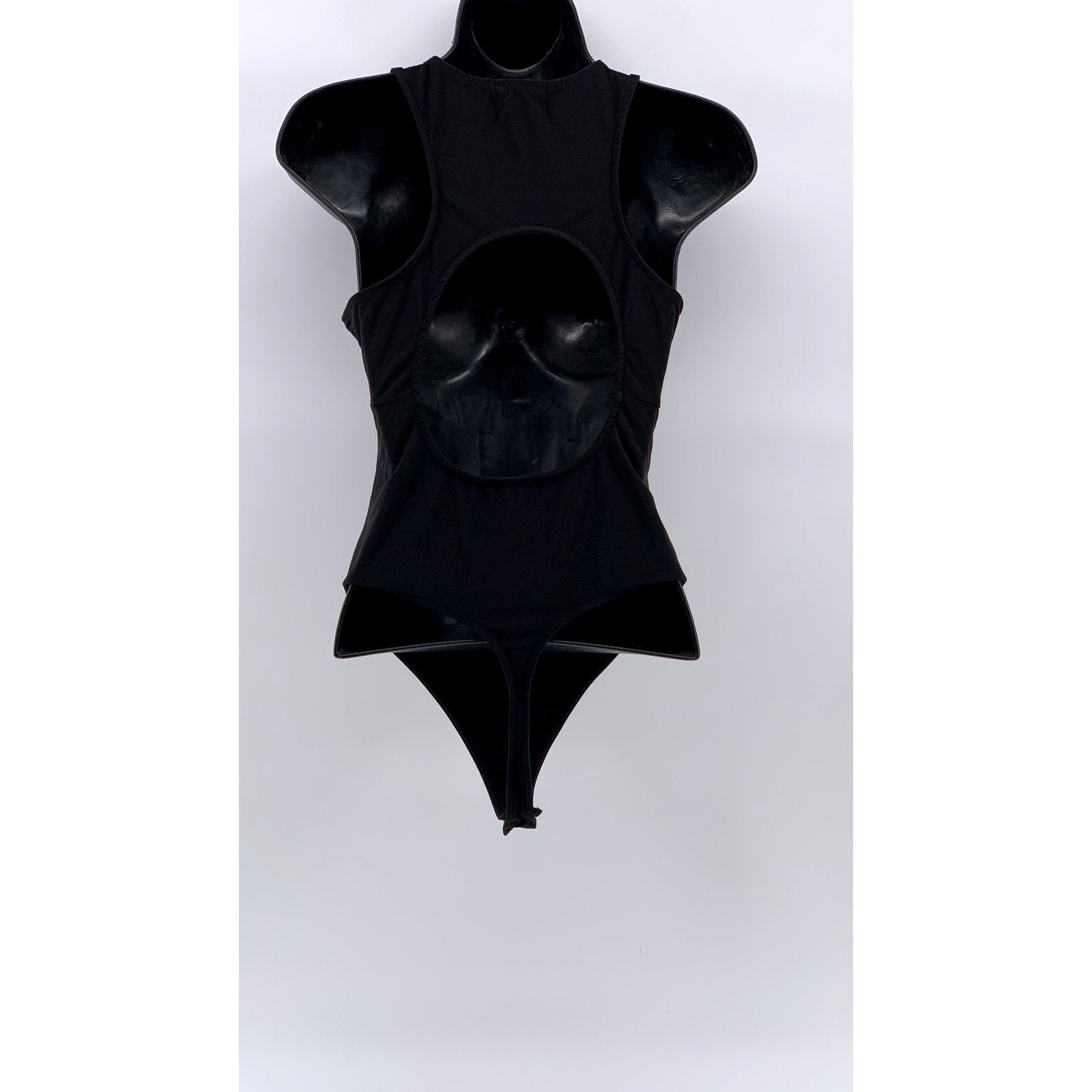 OPEN EDIT Women's Black Crewneck Cutout Back Bodysuit SZ S