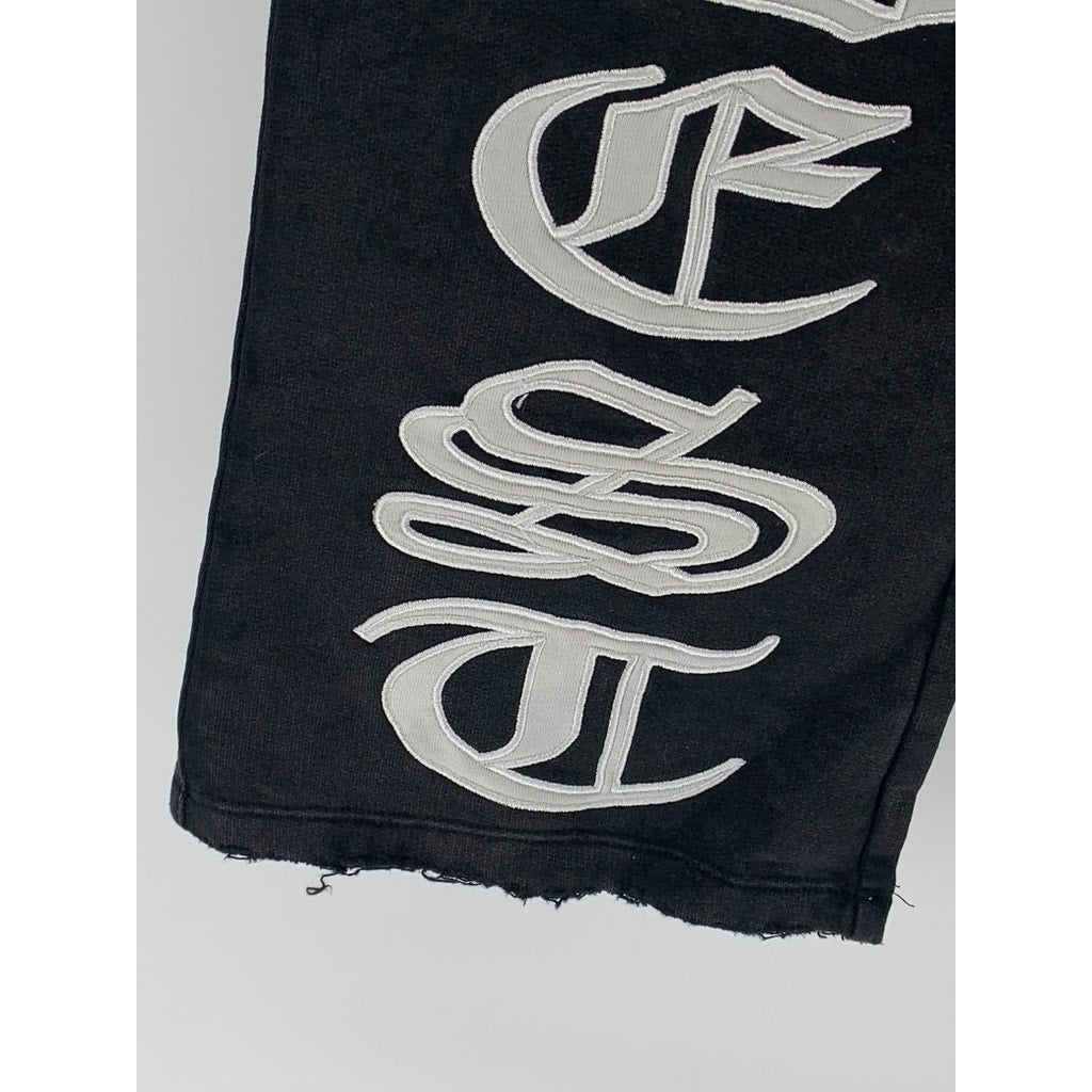 TRAP HARDEST Men’s Black-White Logo Sweatpants SZ M