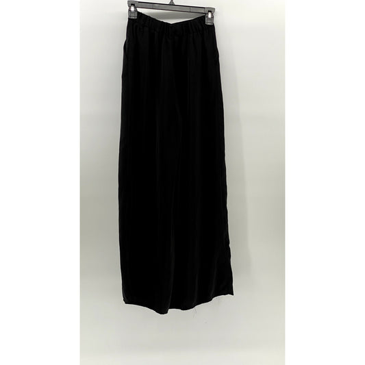 TRONJORI Women's Black Solid High-Rise Wide-Leg Casual Palazzo Trousers SZ XS
