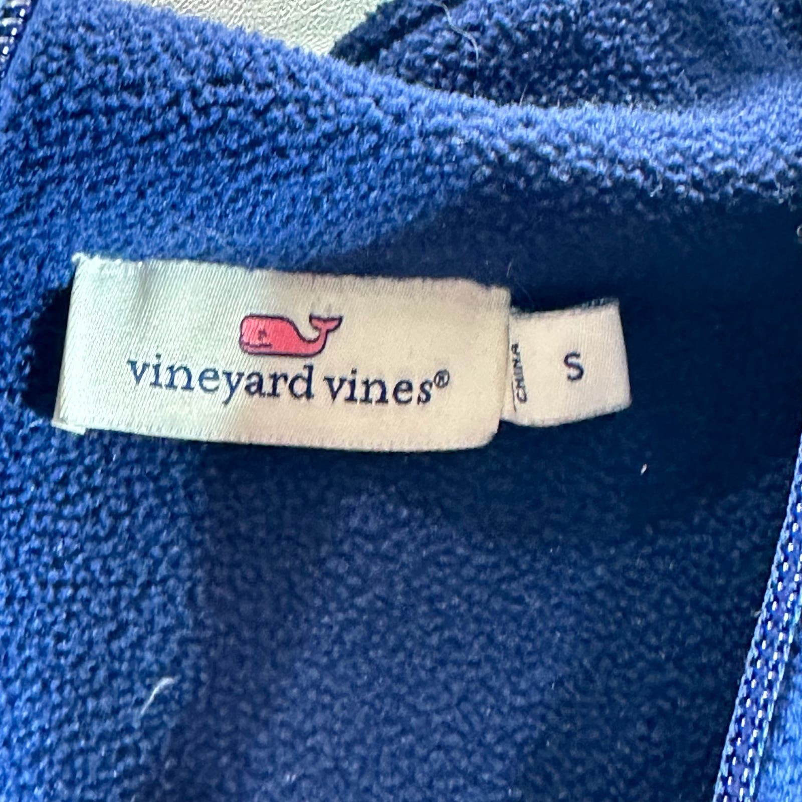 VINEYARD VINES Women's Navy/Aqua Fleece Quarter-Zip Pull-Over Sweatshirt SZ S