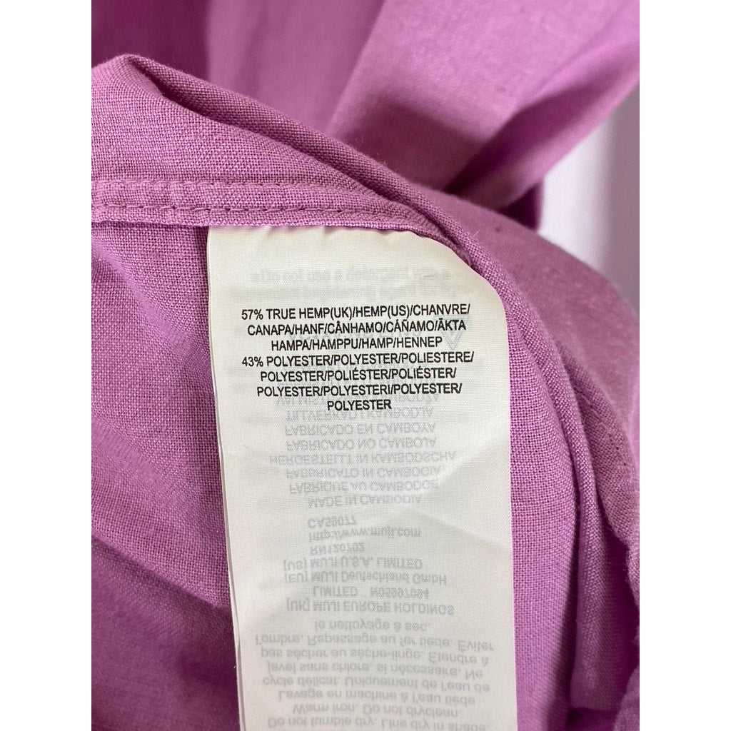 MUJI Men's Light Purple Hemp Blend Regular-Fit Button-Up Long Sleeve Shirt SZ S