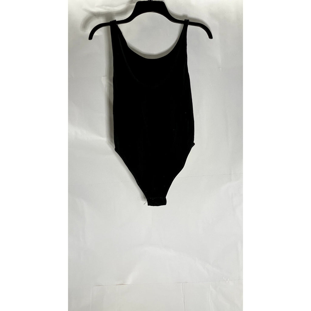 BP. Women's Black Ribbed Scoop-Neck Low-Back Tank Bodysuit SZ L