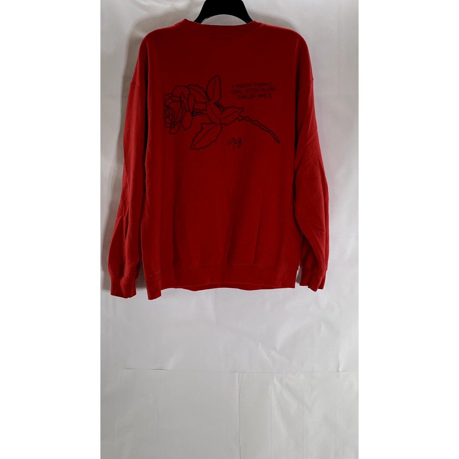 TOPMAN Women's Red Romantic Graphic Crewneck Pullover Sweatshirt SZ L