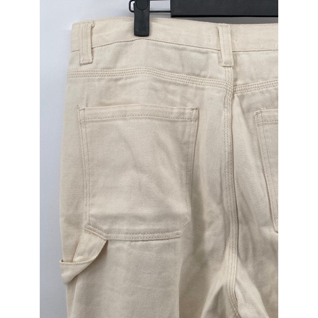 SIMPLE SOCIETY Women's Beige Denim Carpenter Raw-Hem Distressed Mom Jean SZ13/31