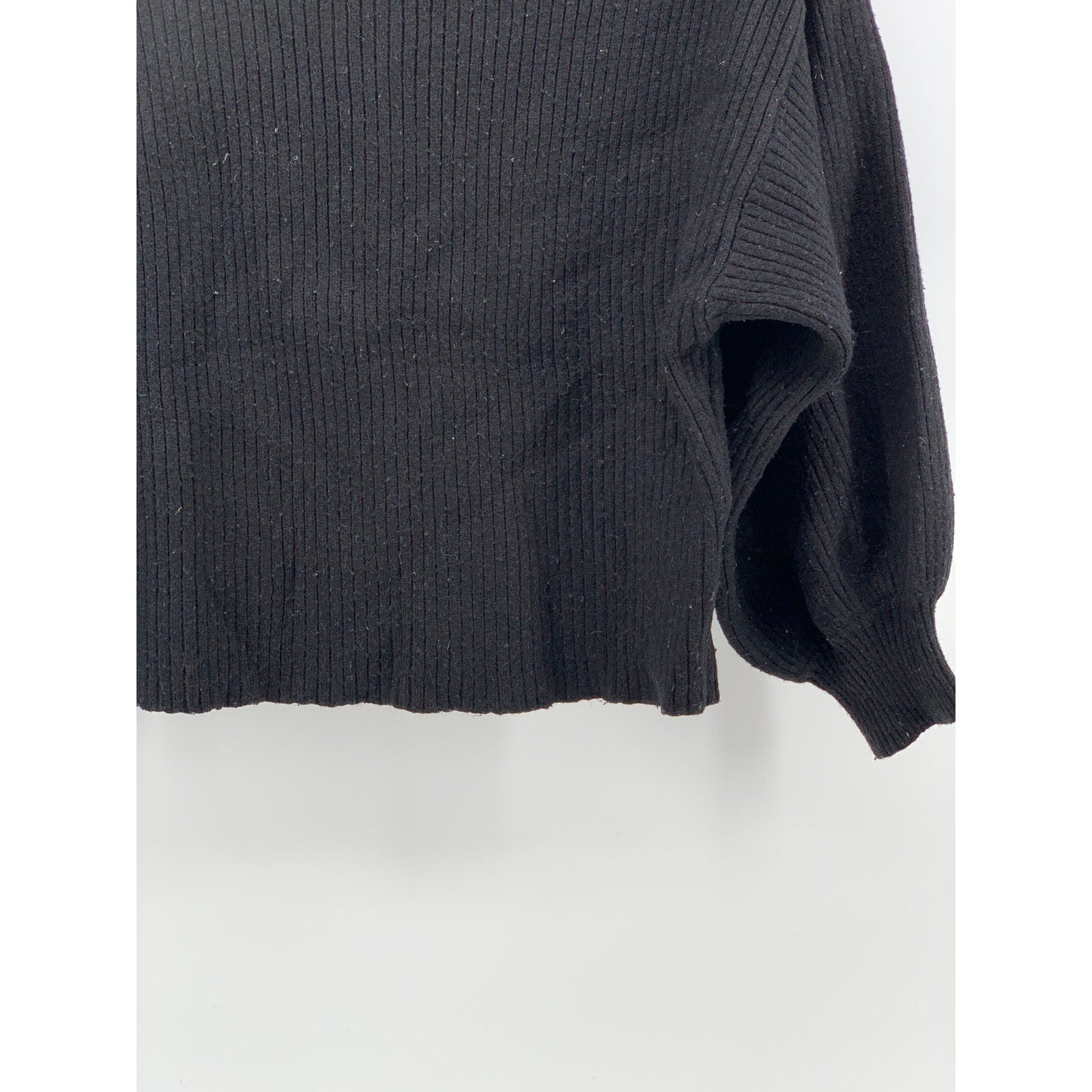 LINE DOT Women's Black Ribbed Mock-Neck Long Sleeve Pullover Sweater SZ S