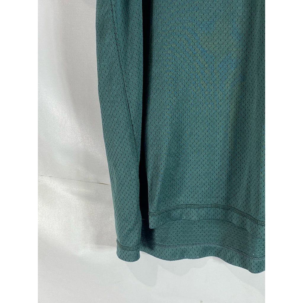 NIKE Men's Dark Green Vintage Perforated V-Neck Short Sleeve Jersey T-Shirt SZ L