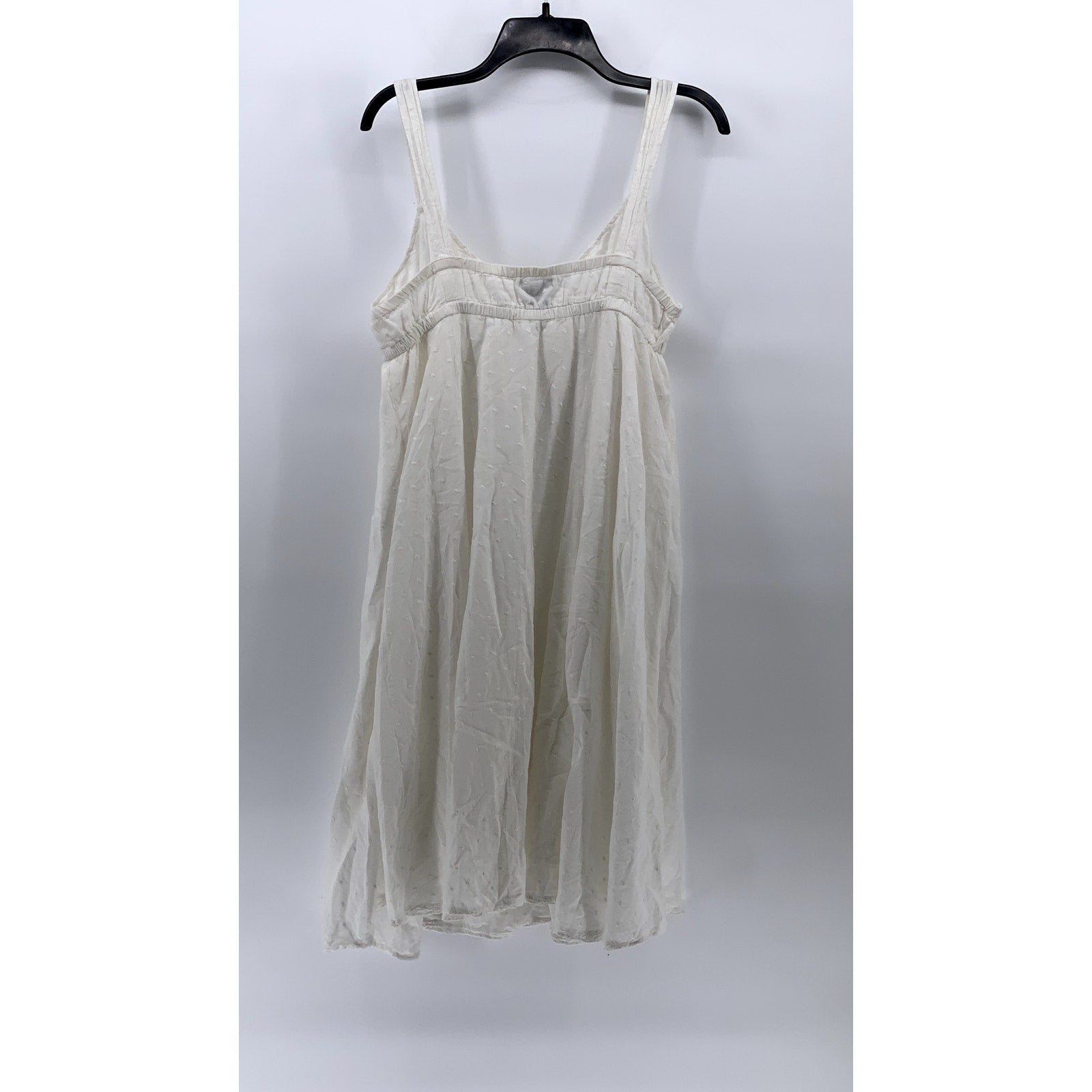 CALVIN KLEIN JEANS Women’s White Knit V-Neck Sleeveless Midi A-Line Dress SZ L