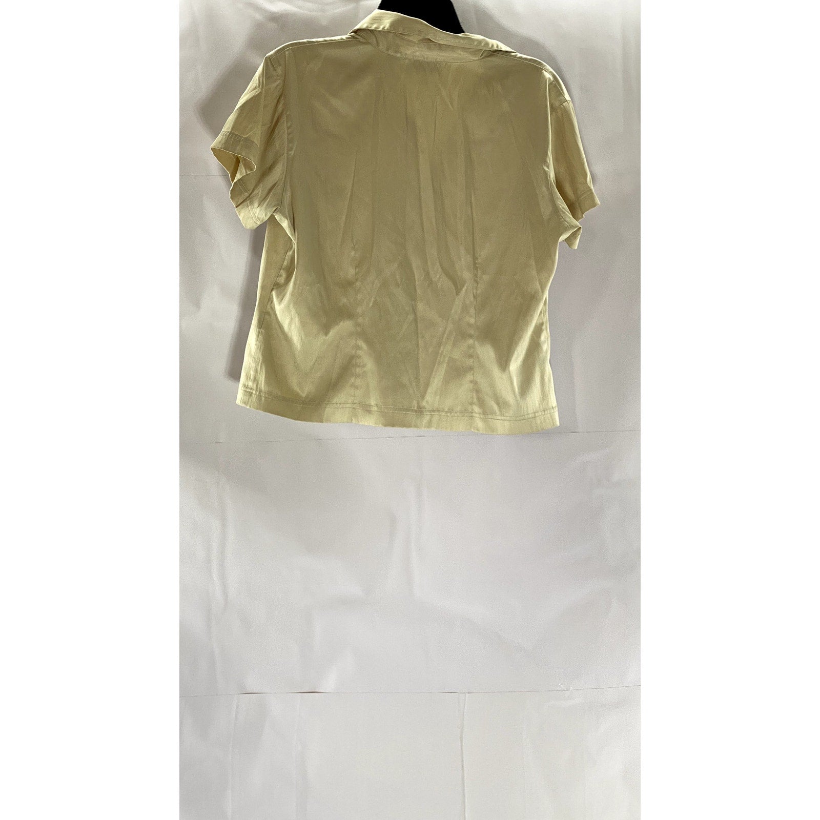 JORDACHE FASHION Women's Vintage Tan Button-Up Short Sleeve Top SZ L