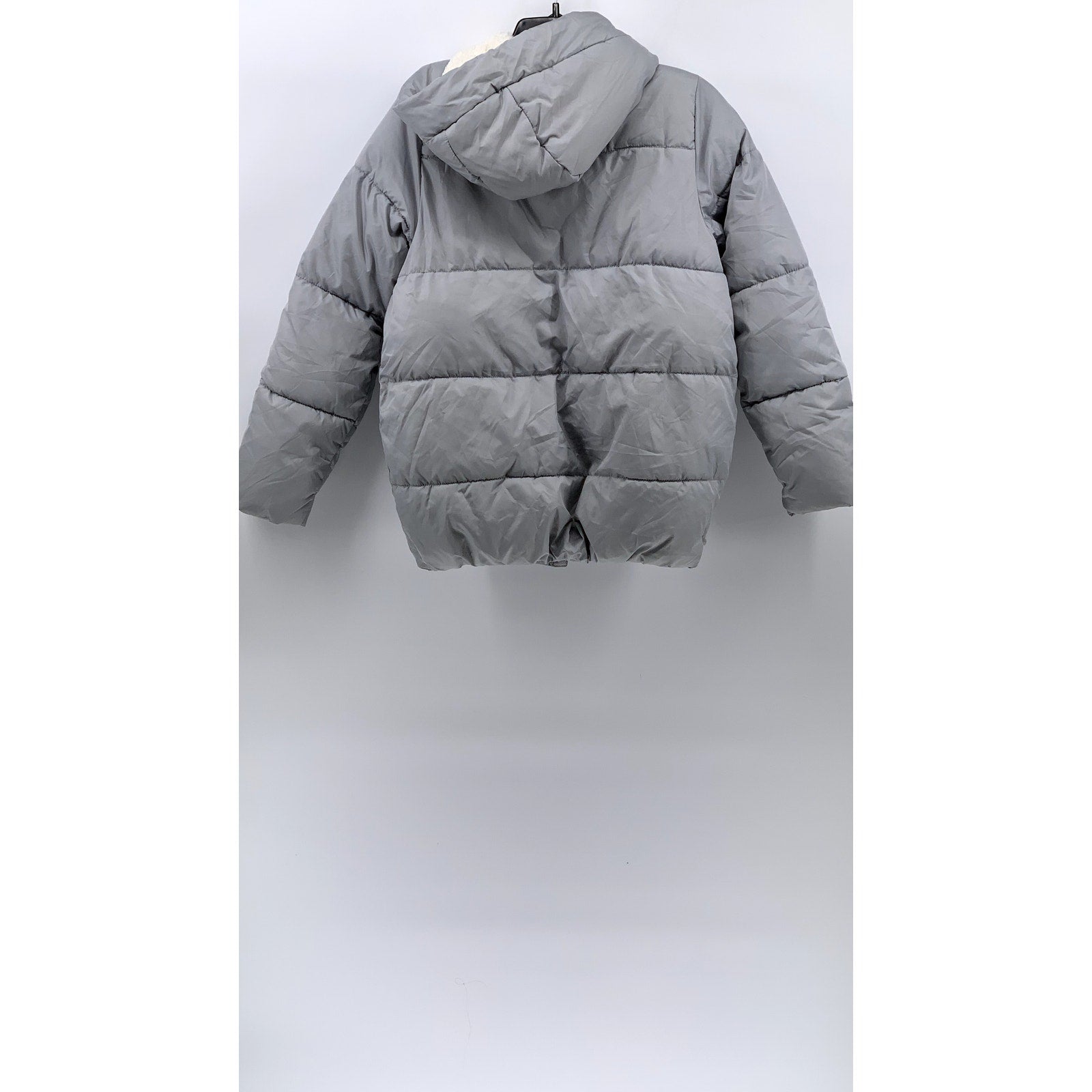 OLD NAVY Girls' Gray Zip-Up Puffer Hooded Jacket SZ XL