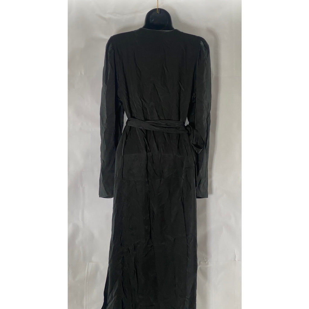 STOCKHOLM ATELIER & OTHER STORIES Women's Solid Black V-Neck Wrap Midi Dress SZ6