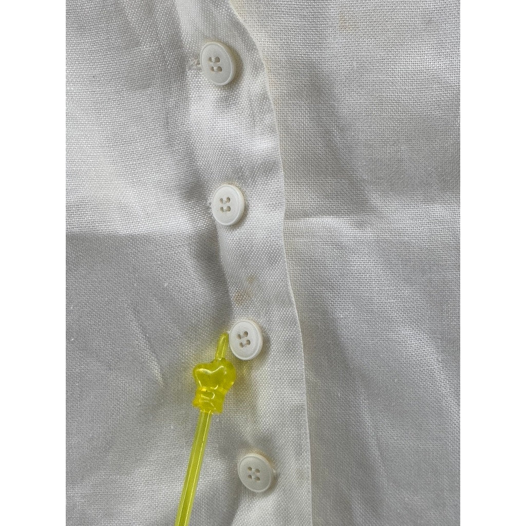 TALBOTS Women's Petite White Linen Button-Up V-Neck Lightweight Vest Top SZ 6P