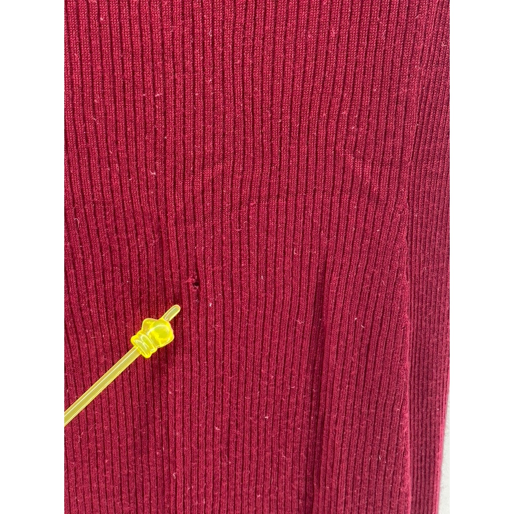 UNIQLO Women's Wine Crewneck Rib Knit Wool Long Sleeve Midi Sweater Dress SZ L