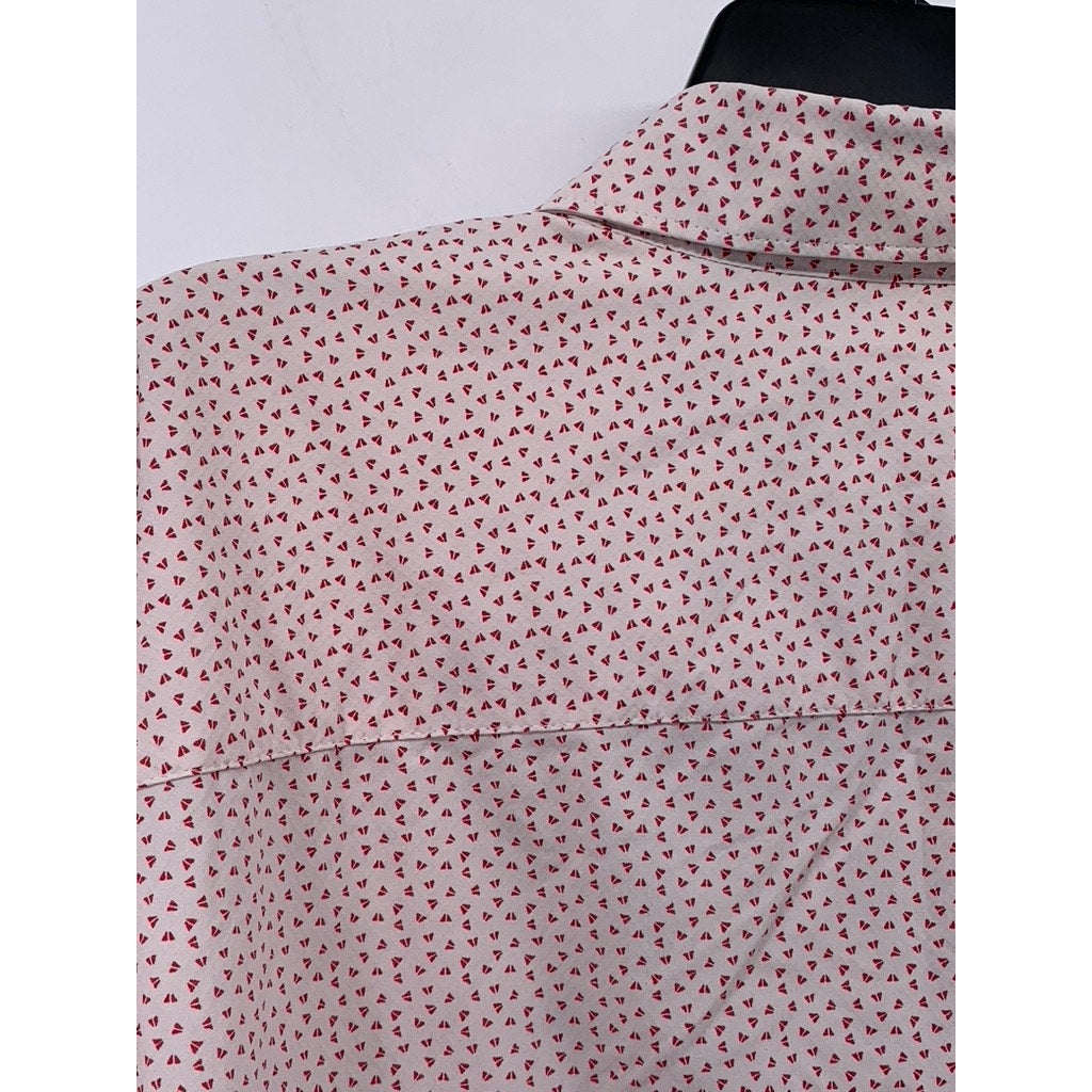 ALFANI Men's Pink Printed Regular-Fit Button-Up Long Sleeve Shirt SZ 17/17.5