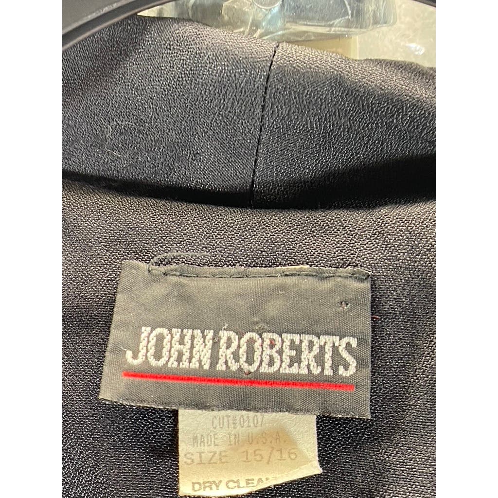 JOHN ROBERTS Women's Black Midi Vintage 80's 3 Button Trench Dress SZ 15/16