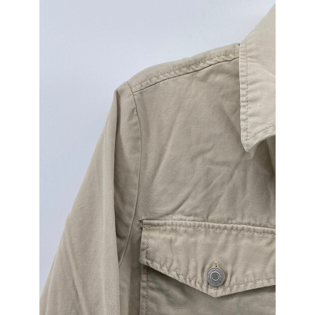 KENSIE JEANS Women's Tan Oversized Button-Up Long Sleeve Top SZ M