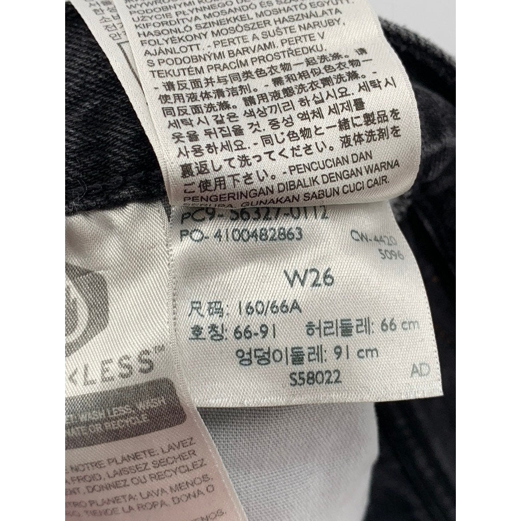 LEVI'S Women's Black Denim Distressed 501 Shorts SZ 26