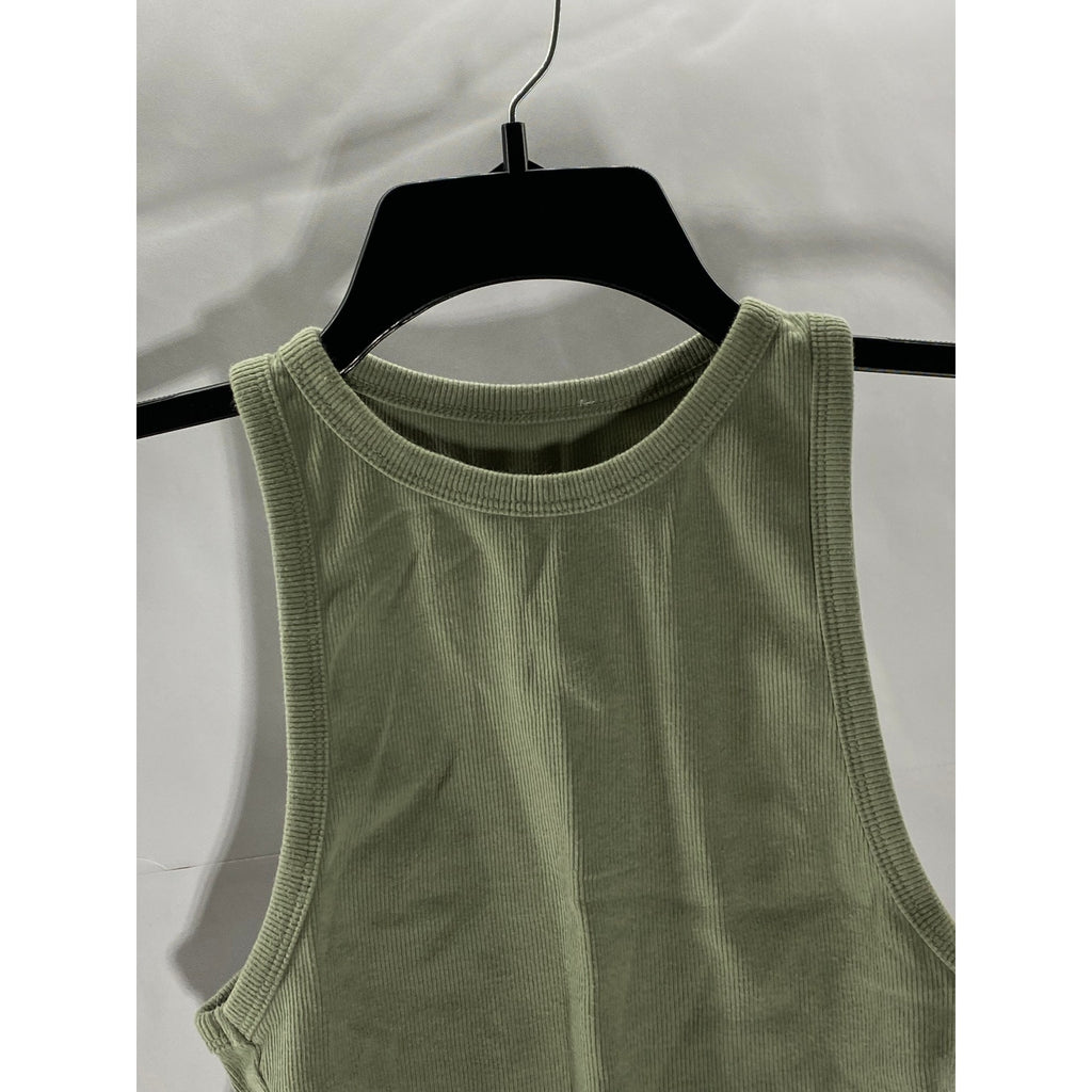 UNBRANDED Women's Gray Sleeveless Ribbed Cropped Tank Top SZ S