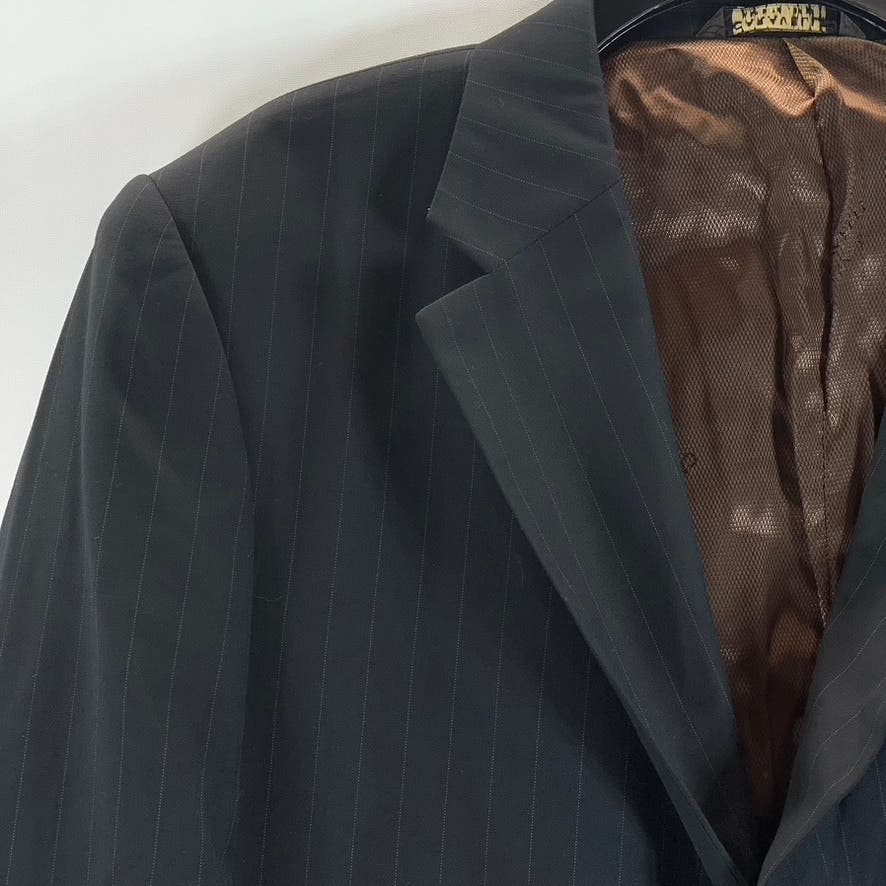 CARAVELLI Men's Black Pinstripe Three-Button Suit Jacket SZ 44S